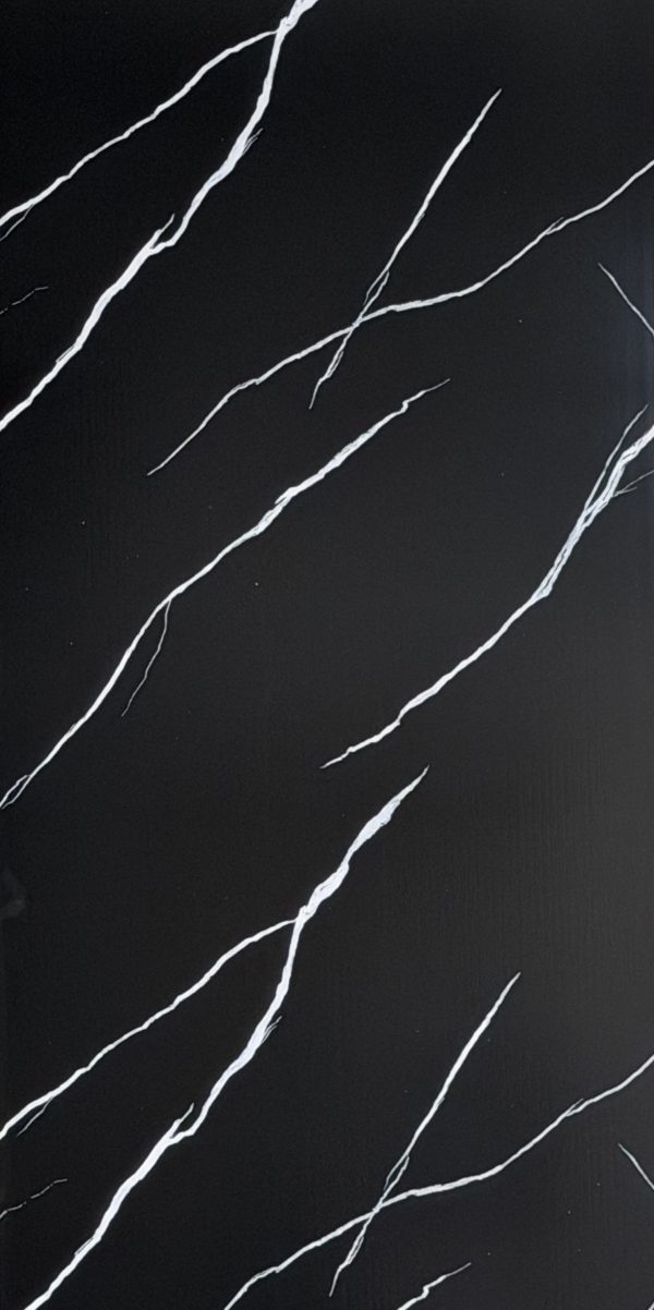 Pure Black Marble Shower Panel – 2400×1000×10mm