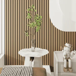 Washed Oak PVC Slat Wall Panel – 301×12mm (Custom Length)