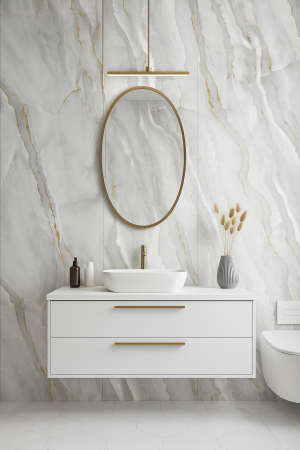 Abstract Black & Gold Marble Wall Panel – 2400x1000x10mm