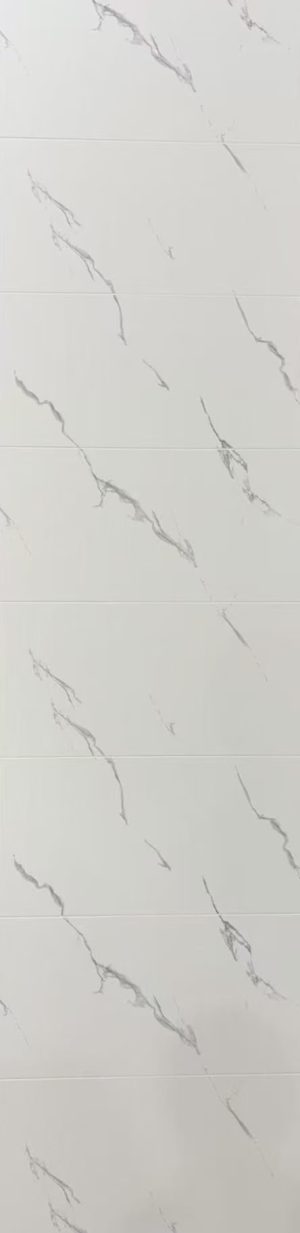 White Marble Matt PVC Tile Cut Wall Panel – 2400×600×10mm